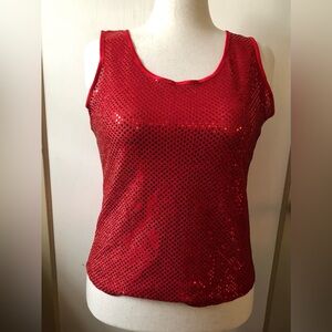 Red Sequin Sleeveless Top